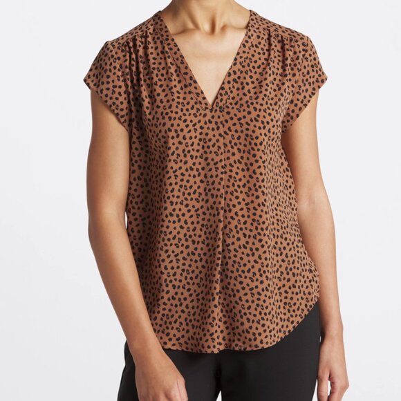 FUN2FUN Lillian V Neck Blouse Leopard Print - Picture 1 of 9